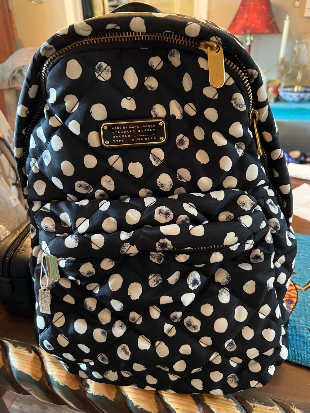 Marc by Marc Jacobs Black and White Polka Dot Quilted Backpack